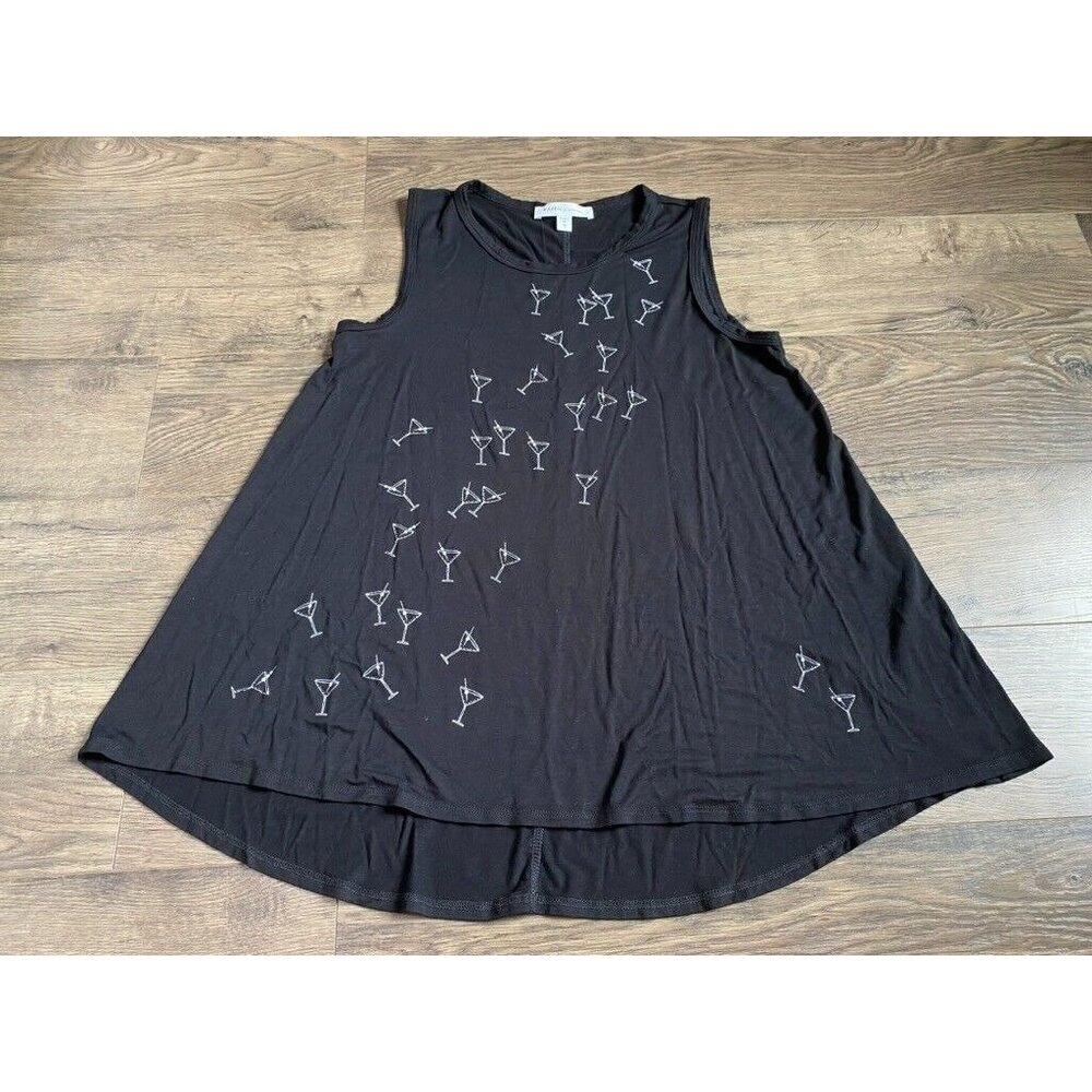 EUC Womens Karen by Karen Kane USA made martini‎ high low black tank top size M